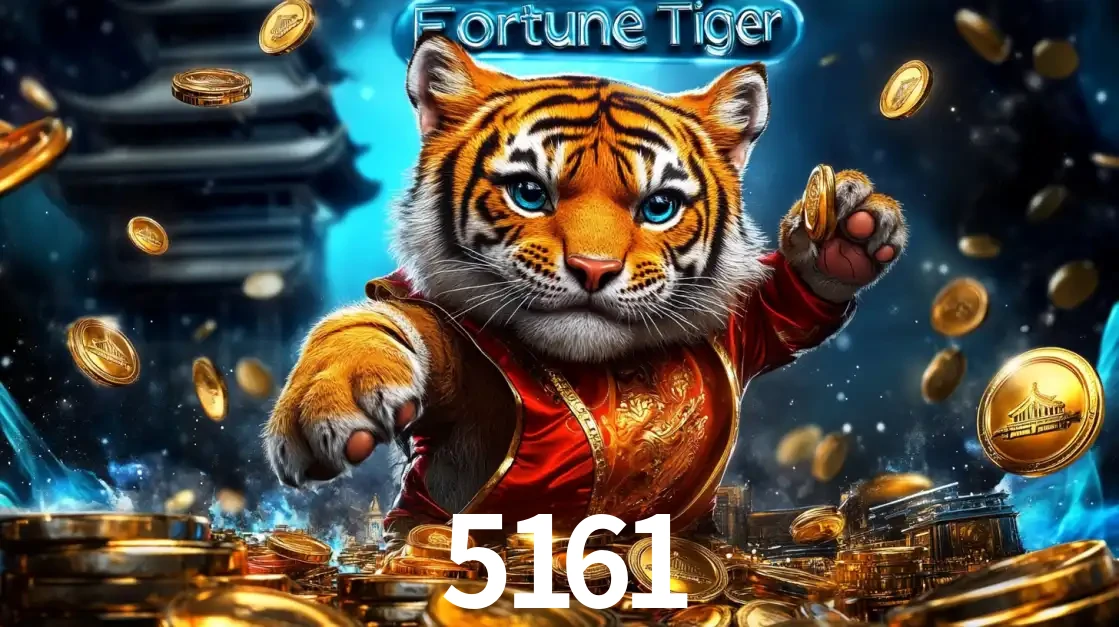 Imagem promocional do jogo de slot Fortune Tiger, com um tigre majestoso em traje tradicional cercado por uma fortuna em moedas de ouro, disponível agora no cassino 5161.