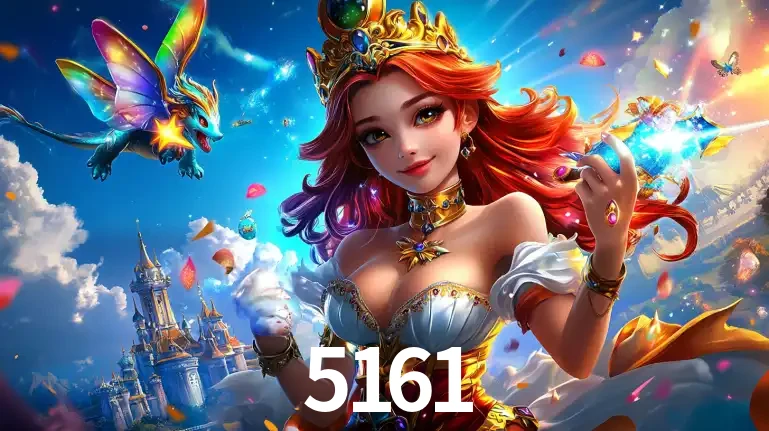 A princesa de um reino de fantasia mágico, com seu pequeno dragão, apresentando um mundo de prêmios encantados nos jogos de caça-níqueis do cassino 5161.
